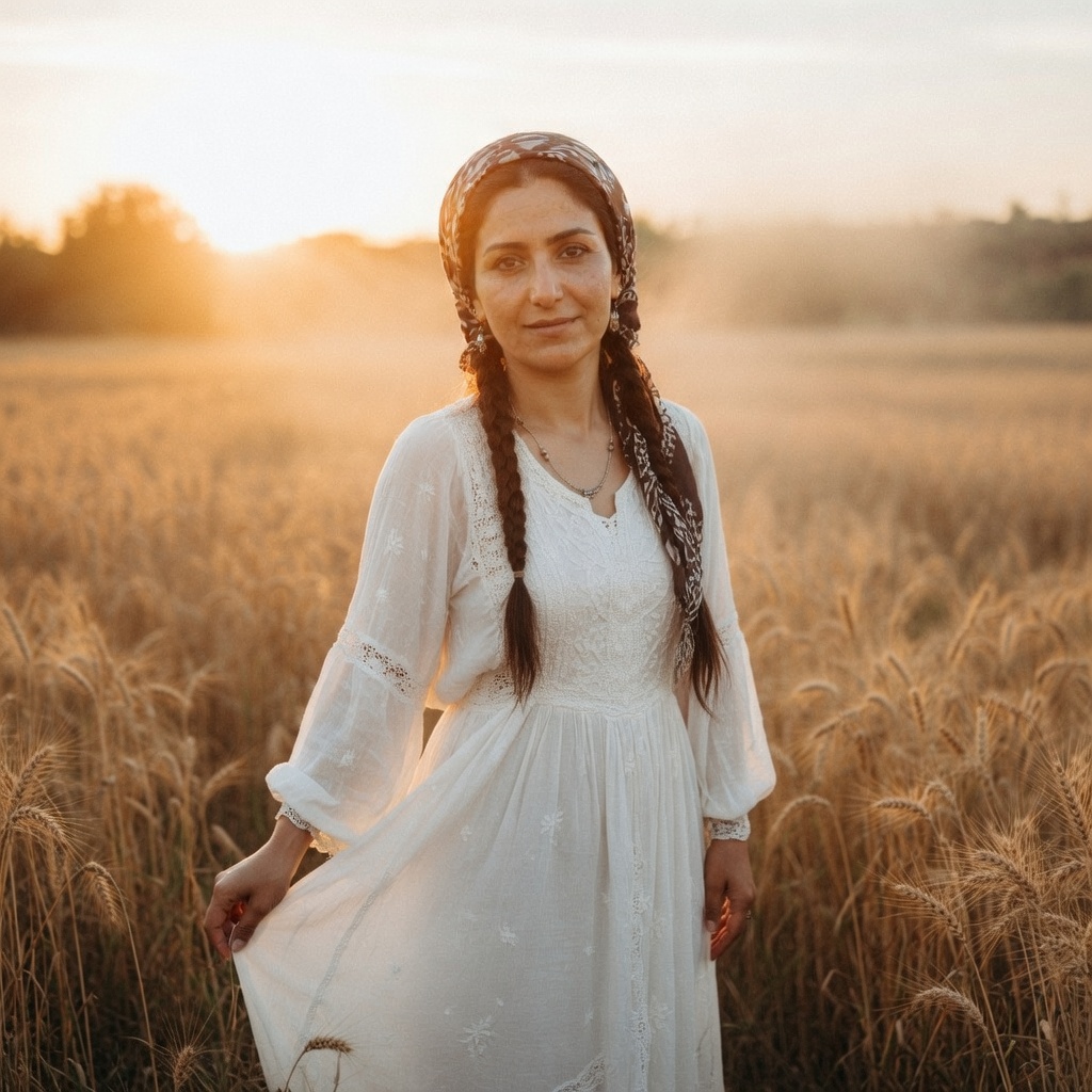 وێنەی خۆت ئەپلۆد بکە An ethereal, sun-drenched full-body portrait